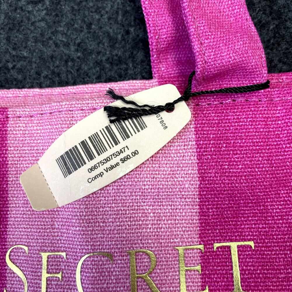 NWT Victoria's Secret  Shades of Pink Stripes Canvas Tote Bag - Picture 5 of 13